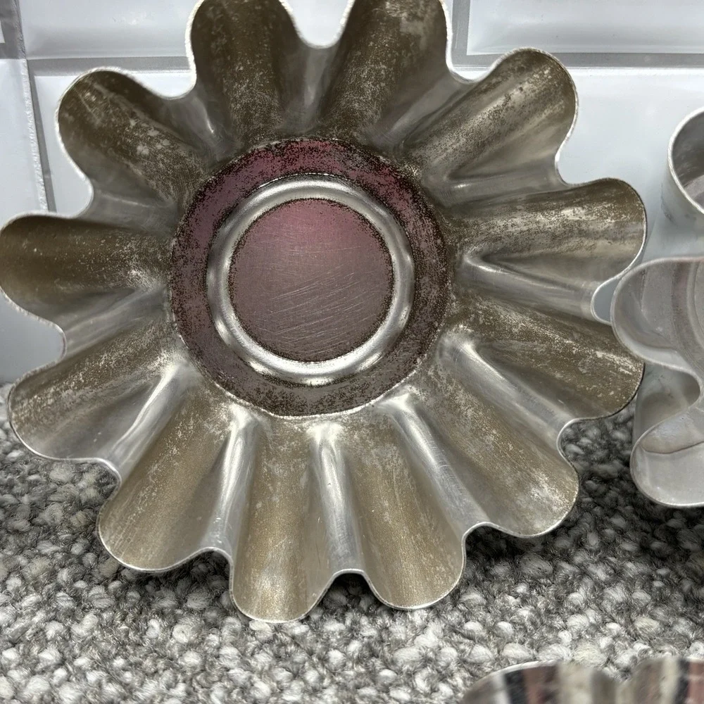 Aluminum‎ Molds VTG Scalloped Fluted Metal Tins Lot Of 9 Jello Cake